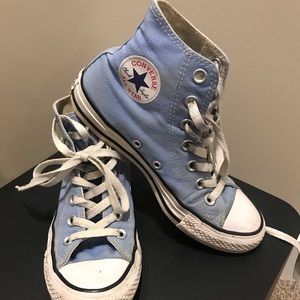 Light blue converse high top chucks